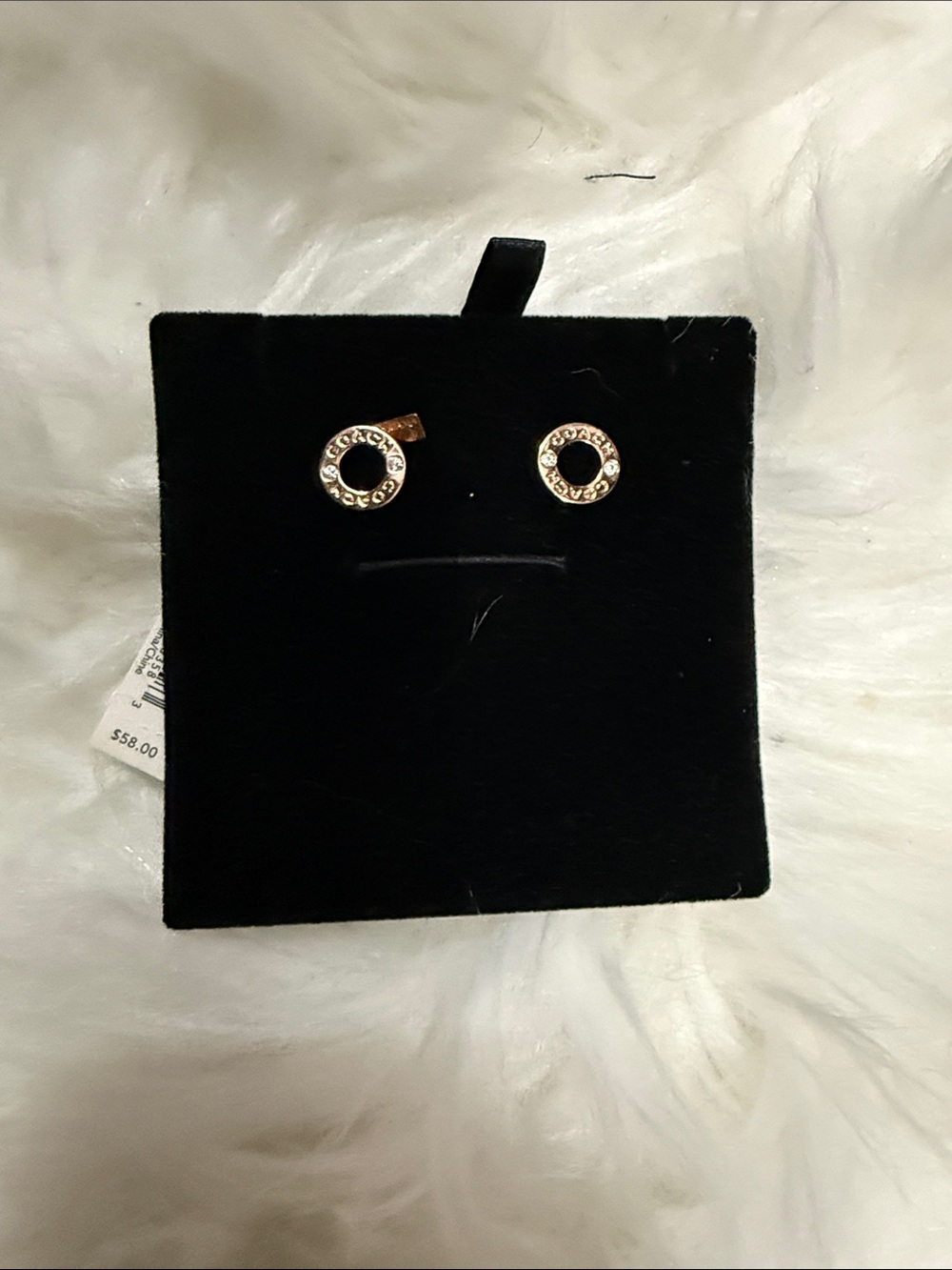 COACH Rose Gold Circle Logo Stud Earrings -